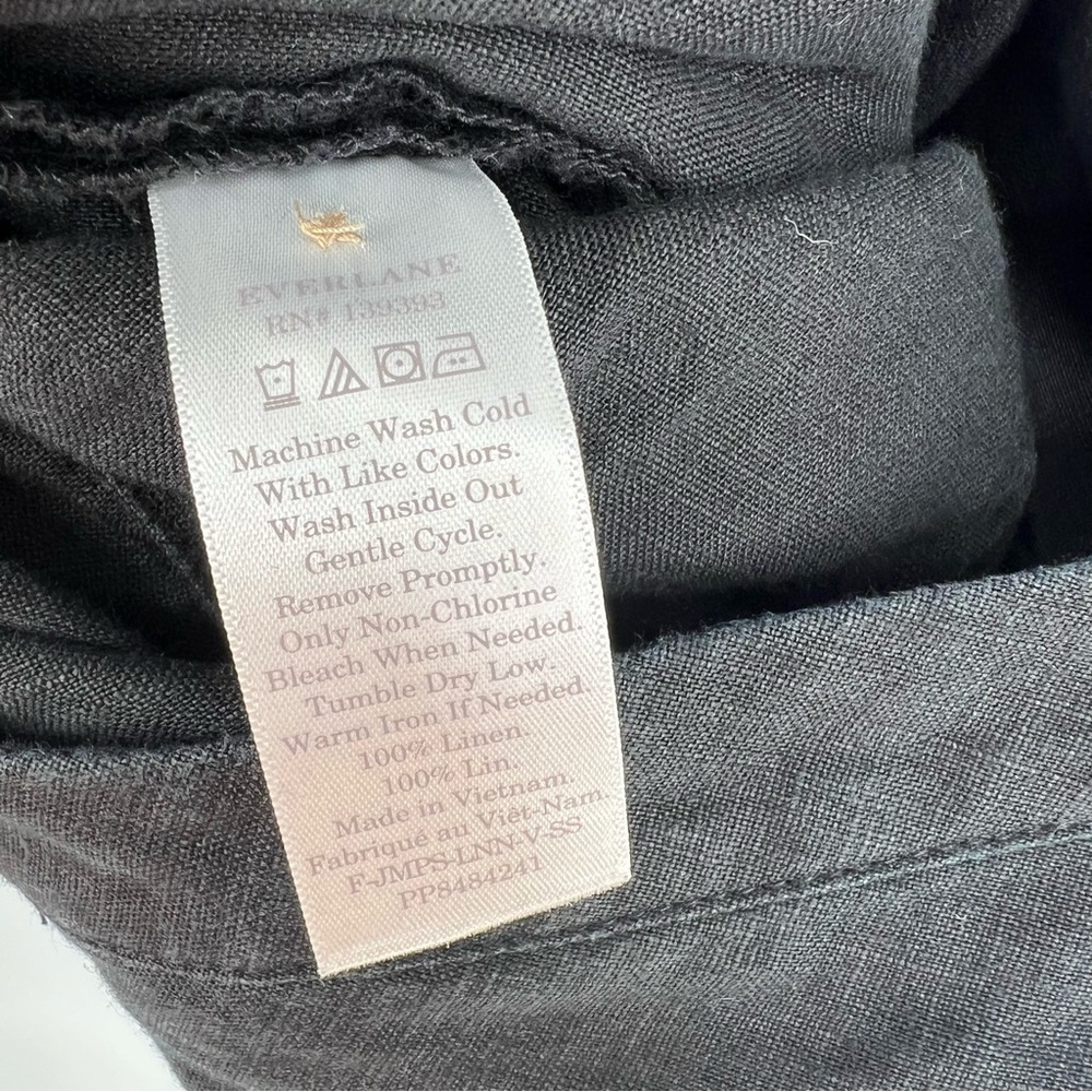 EVERLANE Women's The 100% Linen Short-Sleeve‎ Jumpsuit Size 0 Black - Picture 12 of 14